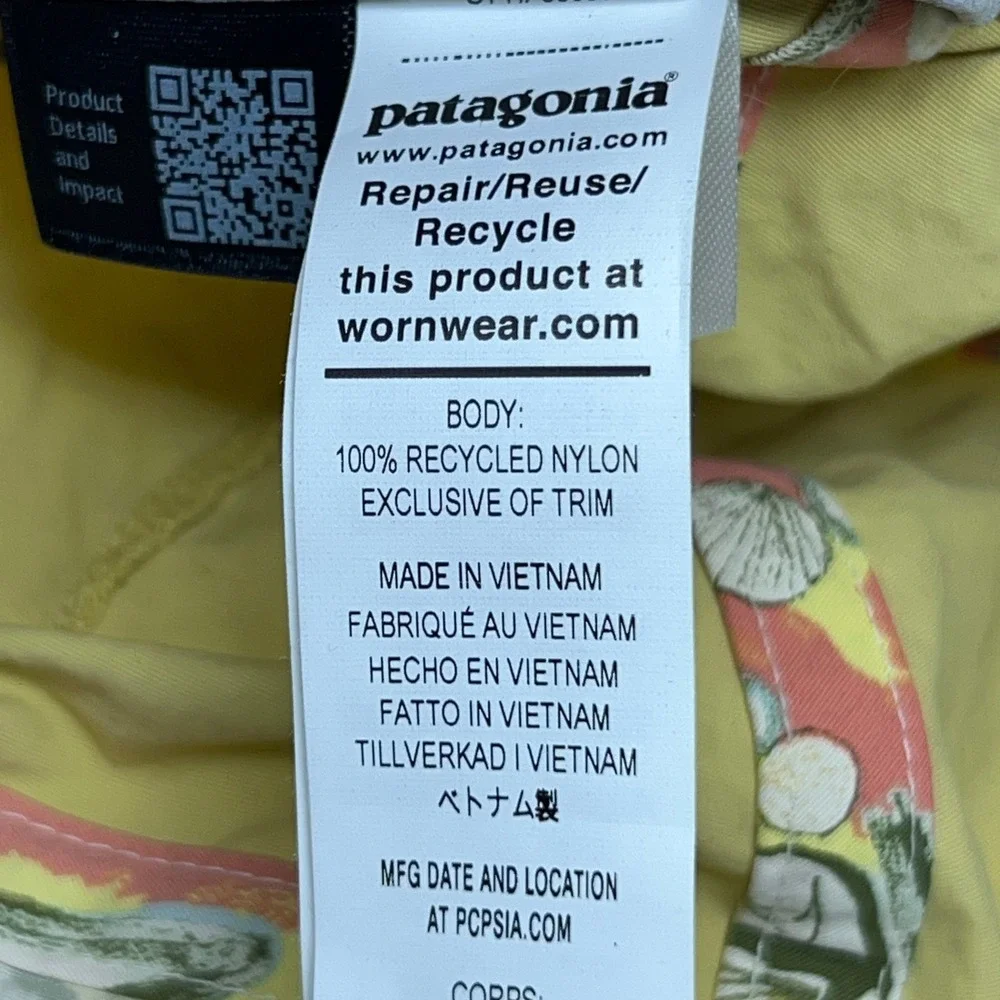 Patagonia Baby 12-24M Yellow Shell Print Block-The-Sun Hat 66090 NWT